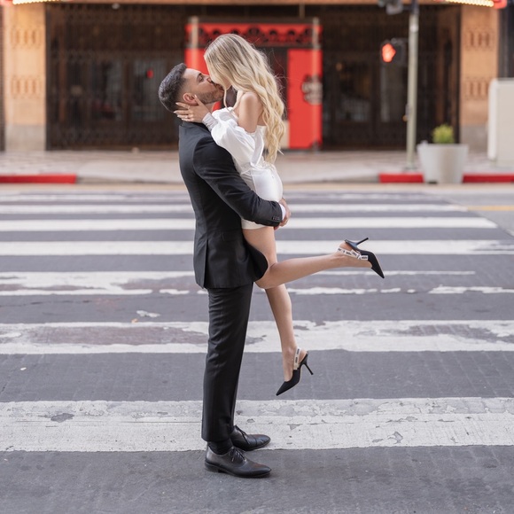 ASOS - puff sleeve off shoulder mini wedding dress - Picture 3 of 6